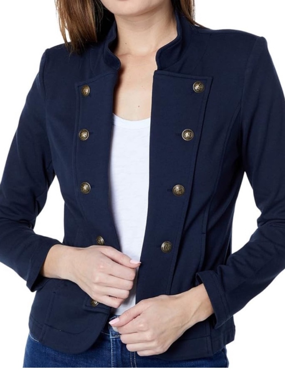 Tommy Hilfiger band jacket military navy blue stand collar size m